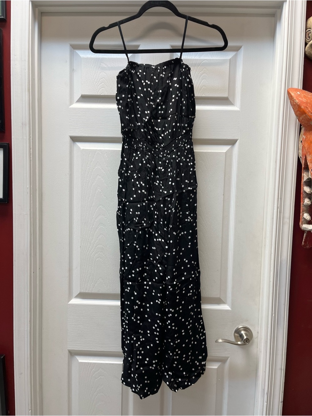 silence + noise Black Strapless Polka Dot Maxi Dress